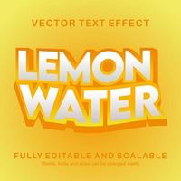 Editable text effect lemon water text style premium vector
