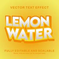 Editable text effect lemon water text style premium vector