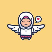 Cute muslim girl vector design character