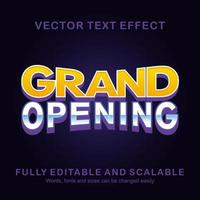 Editable text effect grand opening text style premium vector