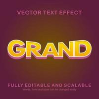 Editable text effect grand text style premium vector