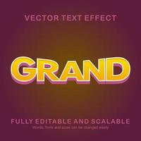 Editable text effect grand text style premium vector