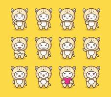 Set of costume cat with various expressions vector