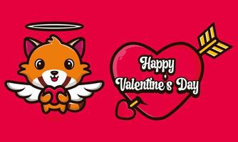 lindo mapache abrazando un corazón con saludos de feliz día de san valentín vector