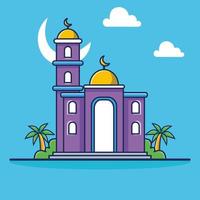 Mosque vector icon illustration, Muslim building icon concept premium vector