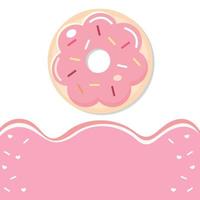 conjunto de vector de donut rosa aislado sobre fondo blanco y rosa. colección de donuts de vista superior en glaseado con fresa. ilustración de diseño plano. kawaii, lindos dibujos animados dulces y postres.