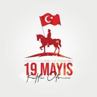 19 de mayo conmemoración de ataturk, día de la juventud y el deporte. vector