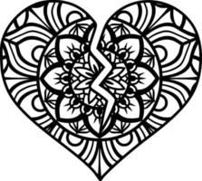 corazón roto, mandala, diseño vector