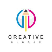 plantilla de diseño de logotipo de lápiz creativo vector