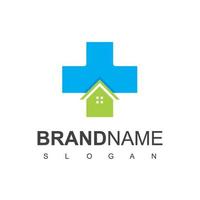 House And Cross Symbol For Hospital Logo vector