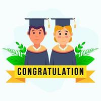 flat boy and girl graduation with a ribbon vector