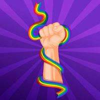 strong fist with holding lgbt flag vector