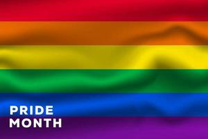 pride month background illustration with a realistic LGBT flag vector