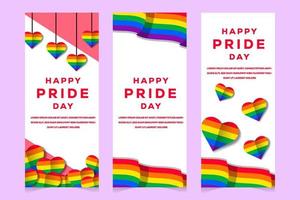 LGBT pride month vertical banner illustration template set vector