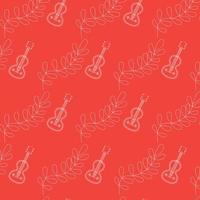 Seamless pattern Guitar and Cinco De Mayo Leaf vector