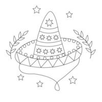 Cinco De Mayo round hat Coloring Pages vector