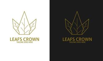Template logo icon leafs crown gold color vector