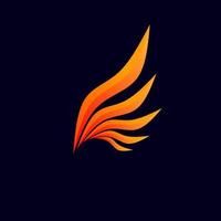 Template logo wings fire modern style design vector