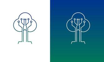 Template logo tree tech vector