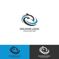 . Dolphin on the Wave. Water Animal icon. Abstract alphabet, font emblem. Branding Identity Corporate vector logo design template Isolated on a white background