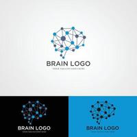 Brain Artificial Intelligence Logo desain vektor Template gaya linear. Teknologi AI konsep Brainstorm Logotype. vector