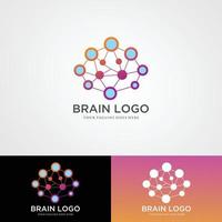 Brain Artificial Intelligence Logo desain vektor Template gaya linear. Teknologi AI konsep Brainstorm Logotype. vector