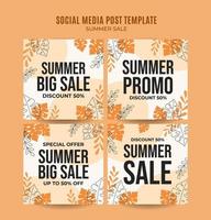 Happy Summer Sale Web Banner for Social Media Square Poster, banner, space area and background vector