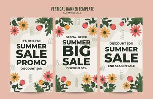 Happy Summer Sale Web Banner for Social Media Vertical Poster, banner, space area and background vector