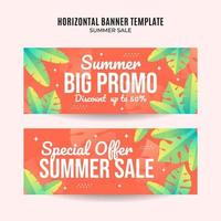 banner web de venta de verano feliz para afiche horizontal de redes sociales, banner, área espacial y fondo vector