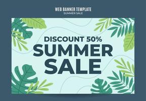 banner web de venta de verano feliz para afiche de medios sociales, banner, área espacial y fondo vector
