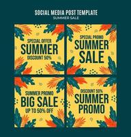 Happy Summer Sale Web Banner for Social Media Square Poster, banner, space area and background vector