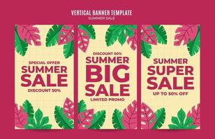 Happy Summer Sale Web Banner for Social Media Vertical Poster, banner, space area and background vector