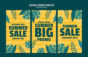 Happy Summer Sale Web Banner for Social Media Vertical Poster, banner, space area and background vector