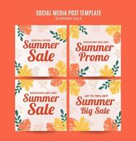 Happy Summer Sale Web Banner for Social Media Square Poster, banner, space area and background vector