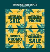 banner web de venta de verano feliz para afiche cuadrado de redes sociales, banner, área espacial y fondo vector