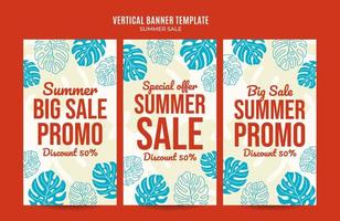 banner web de venta de verano feliz para póster vertical de redes sociales, banner, área espacial y fondo vector