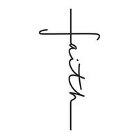 vector escrito a mano de fe, texto de letras de caligrafía en forma de cruz. cita cristiana para el vector de diseño