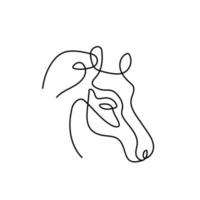 Black outline of a horse's head on a white background. Vector graphics of animal icons. Vector linear icon illustration