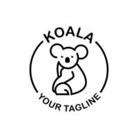 Creative logo and koala icon in mono line style, symbol, design emblem vector