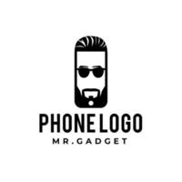 Mr. phone logo holder Geek Phone Logo Template vector