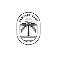 Beach palm tree vintage logo vector design template