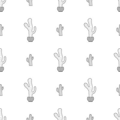 Seamless pattern with cactus.