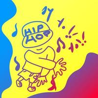 Colorful illustration of hip hop boy dancing and listening to music vector