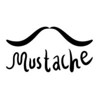 Mustache logo with hand drawn text vector art