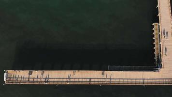 birds eye view famous tourist destination - Palanga pier with city panorama in baltic country Lithuania. Summer holiday vacation in Eastern Europe. video