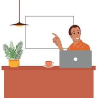 Male office worker,preparing for a presentation.Vector,flat,isolated. vector