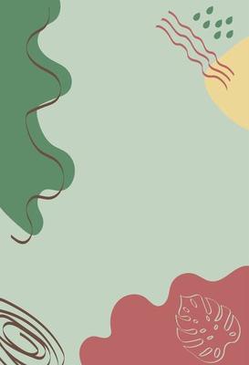 Vector illustration with paints in boho style. Abstract watercolor geometric shapes of balance, plants. Design for cover, wallpaper, postcards, social networks, decor.
