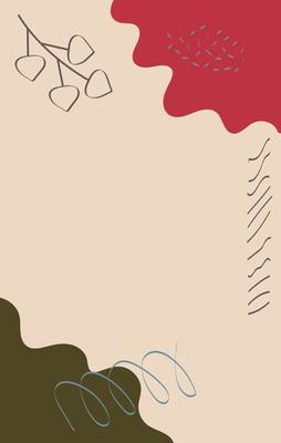 Vector illustration with paints in boho style. Abstract watercolor geometric shapes of balance, plants. Design for cover, wallpaper, postcards, social networks, decor.