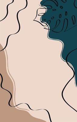 Vector illustration with paints in boho style. Abstract watercolor geometric shapes of balance, plants. Design for cover, wallpaper, postcards, social networks, decor.