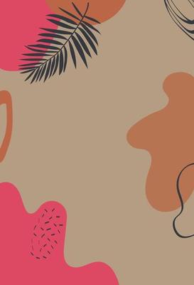 Vector illustration with paints in boho style. Abstract watercolor geometric shapes of balance, plants. Design for cover, wallpaper, postcards, social networks, decor.